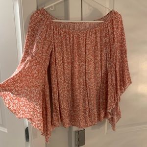 Pink floral off the shoulder blouse